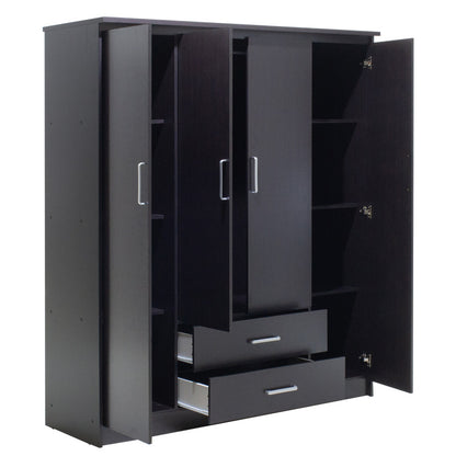 Wardrobe Olympus pakoworld with 4 doors and drawers in wenge colour 159x57x183