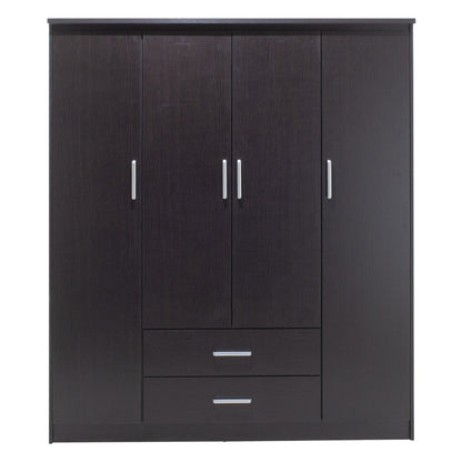 Wardrobe Olympus pakoworld with 4 doors and drawers in wenge colour 159x57x183