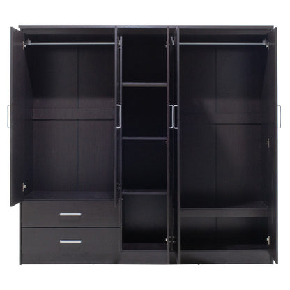 Wardrobe Olympus pakoworld with 5 doors and drawers+mirror in wenge colour 198x57x183