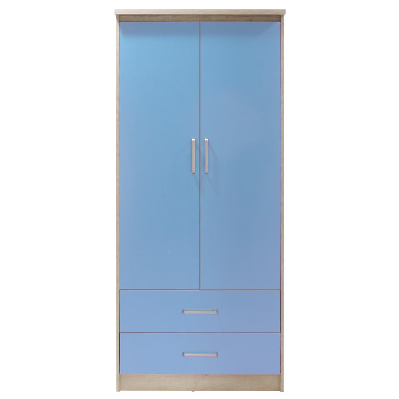 Children's wardrobe Looney pakoworld with 2 doors and drawers in castillo-blue colour 81x57x183