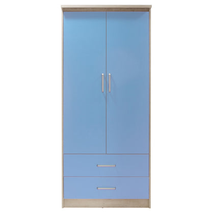 Children's wardrobe Looney pakoworld with 2 doors and drawers in castillo-blue colour 81x57x183