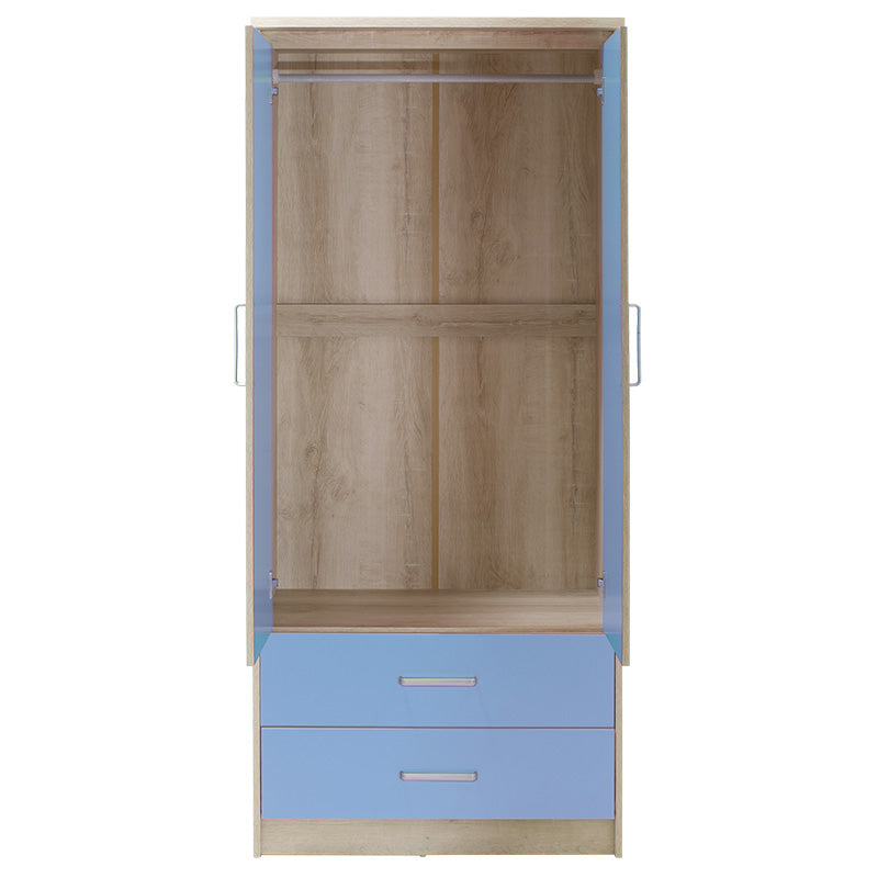 Children's wardrobe Looney pakoworld with 2 doors and drawers in castillo-blue colour 81x57x183