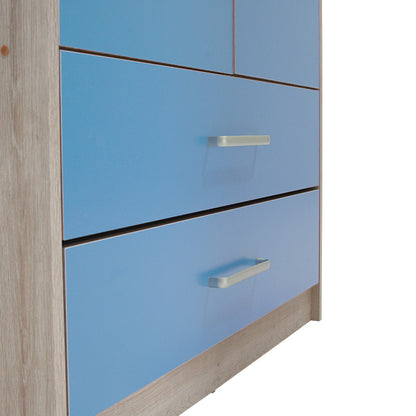 Children's wardrobe Looney pakoworld with 2 doors and drawers in castillo-blue colour 81x57x183