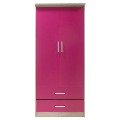 Children's wardrobe Looney pakoworld with 2 doors and drawers in castillo-pink colour 81x57x183