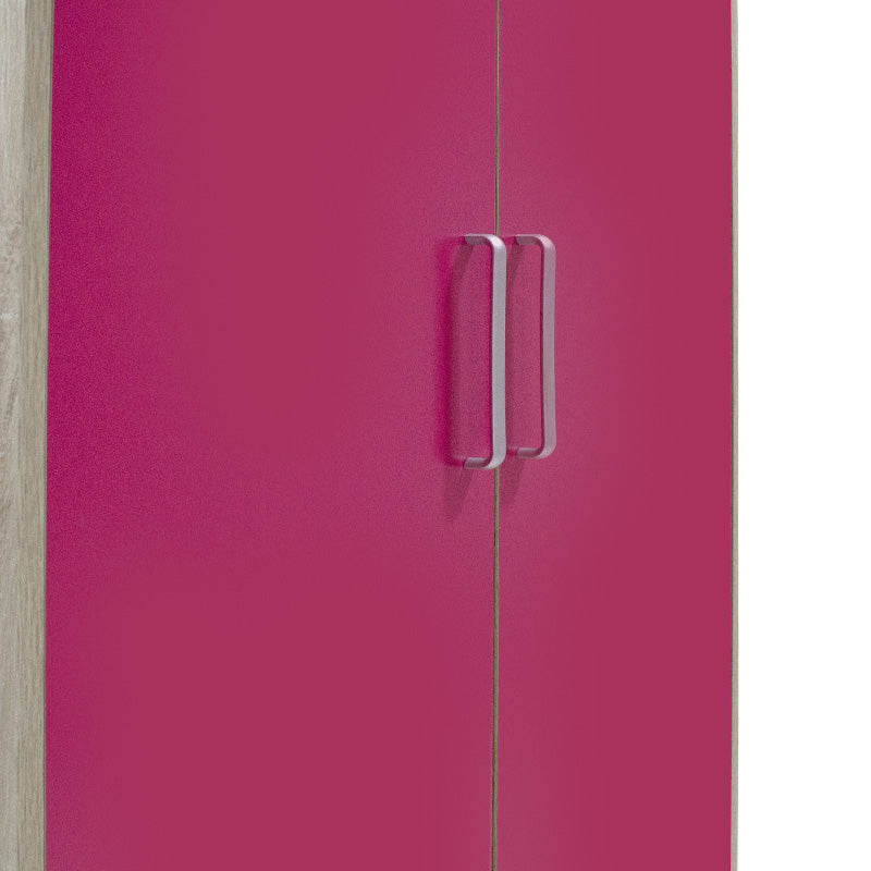 Children's wardrobe Looney pakoworld with 2 doors and drawers in castillo-pink colour 81x57x183