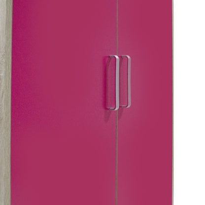 Children's wardrobe Looney pakoworld with 2 doors and drawers in castillo-pink colour 81x57x183