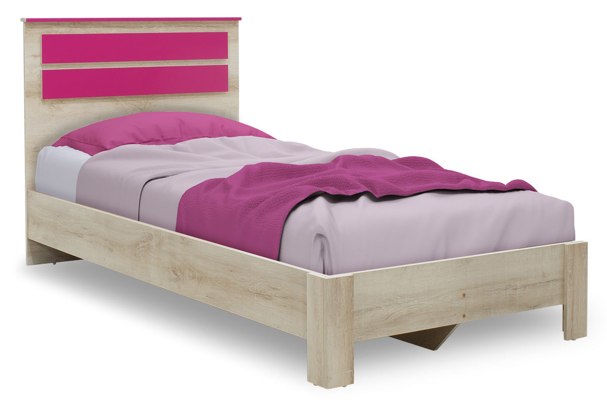 Bed Looney pakoworld in castillo-pink color 100x200cm