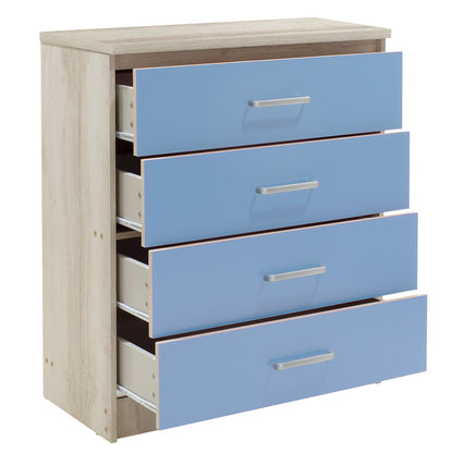 Children's chest of 4 drawers Drawer Looney pakoworld in castillo-blue colour 80x40x95