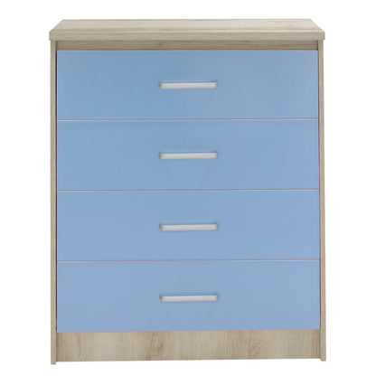 Children's chest of 4 drawers Drawer Looney pakoworld in castillo-blue colour 80x40x95