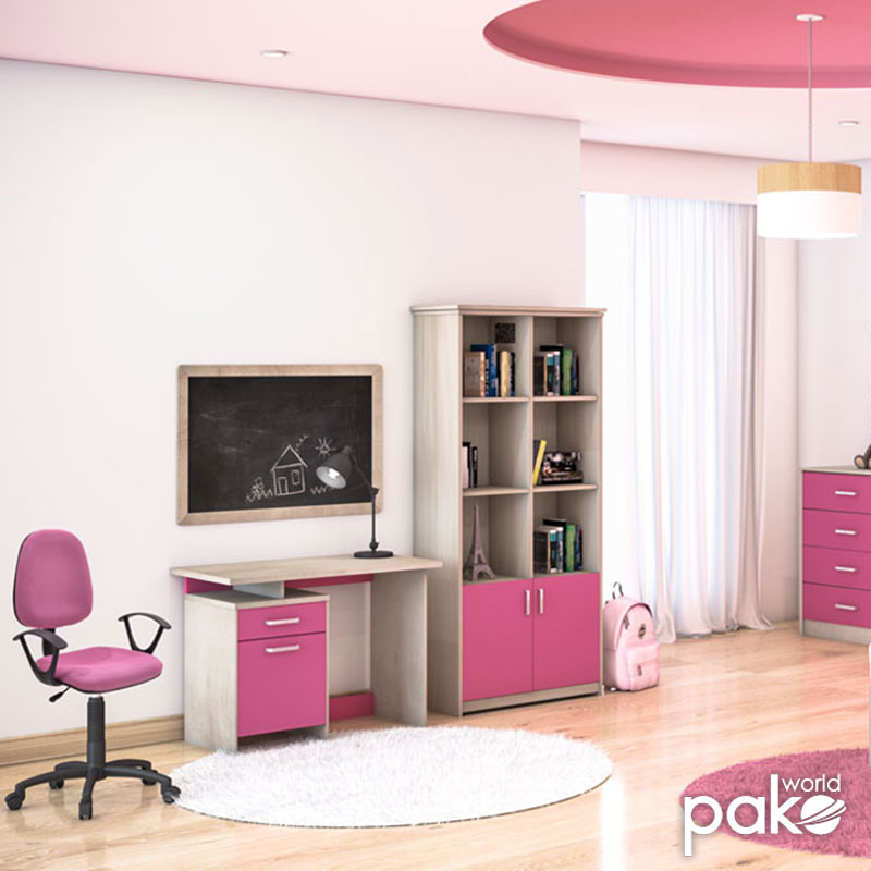 Office table Looney pakoworld with drawers  in castillo-pink colour 100x55x75cm