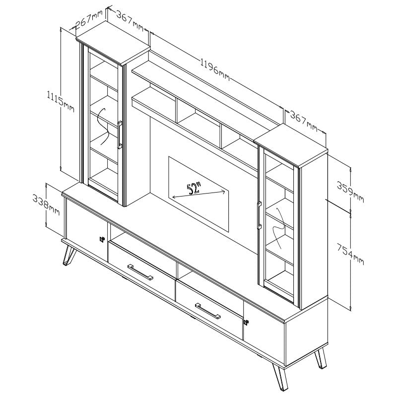 Bruno pakoworld TV Cabinet in viscount - toro  color  200x39x170cm