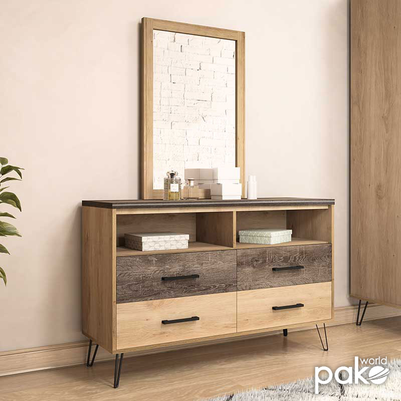 Dressing table with mirror Bruno pakoworld in viscount - toro 121x39,5x168,5cm