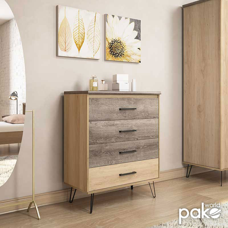 Chest of 4 Drawers Bruno pakoworld in viscount - toro colour 80x40x95cm