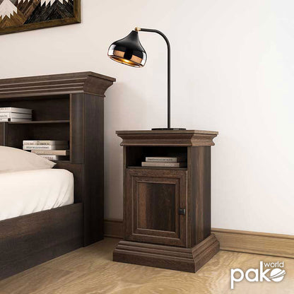 Nightstand Mozart pakoworld in walnut colour 40x40x61cm