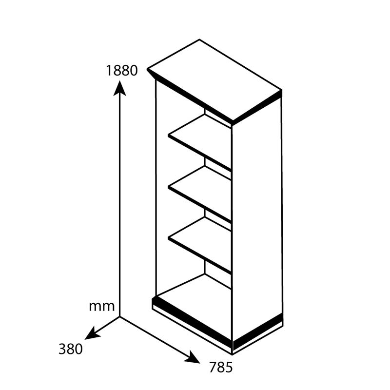 Bookcase Mozart pakoworld with glass walnut 78.5x38x188cm