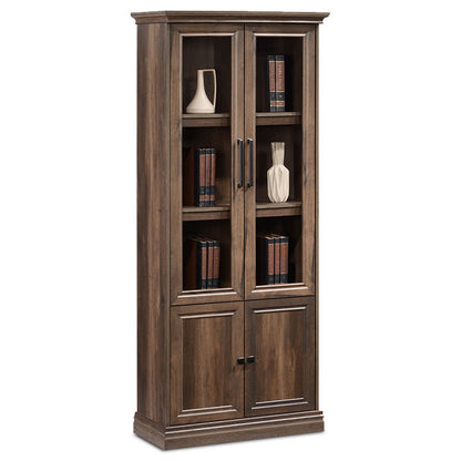 Bookcase Mozart pakoworld with glass walnut 78.5x38x188cm