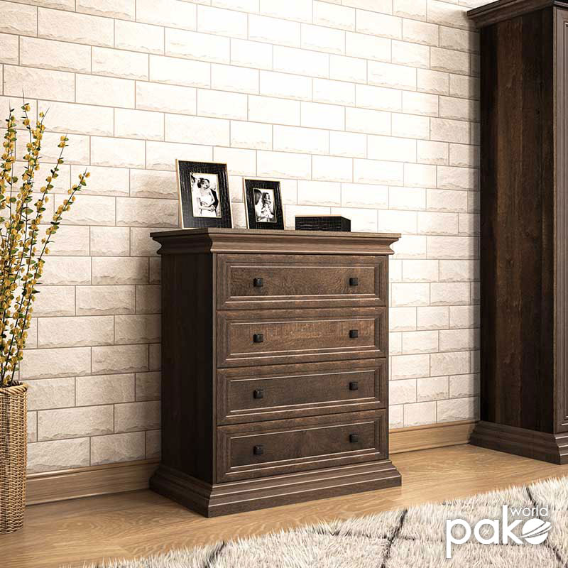 Chest of 4 drawers Mozart pakoworld in walnut colour 80x40x96cm