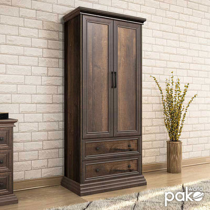 Wardrobe Mozart pakoworld with 2 doors and drawers in walnut colour 83x52x202,5cm