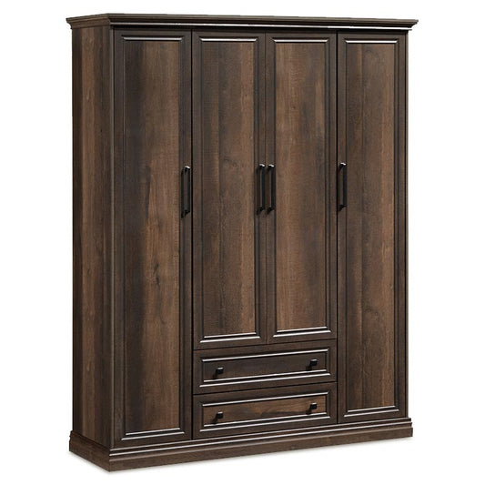 Wardrobe Mozart pakoworld with 4 doors and drawers in walnut colour 158x52x202,5cm