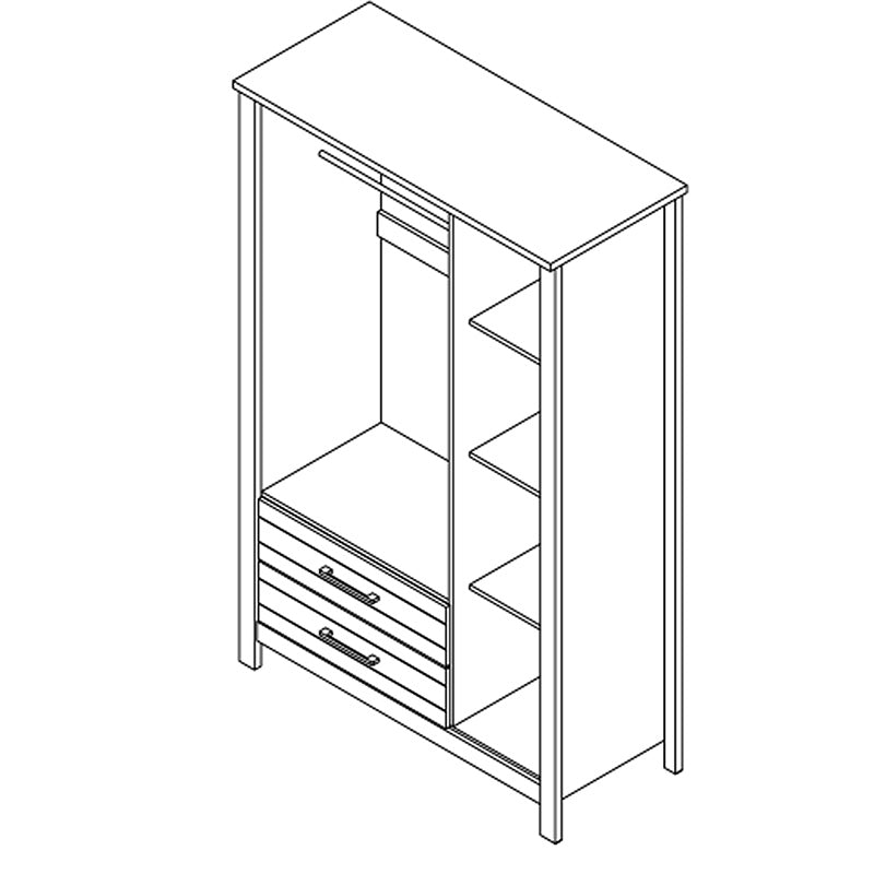 Wardrobe Tara pakoworld 3 doors rustic oak with mirror 121x52x193cm