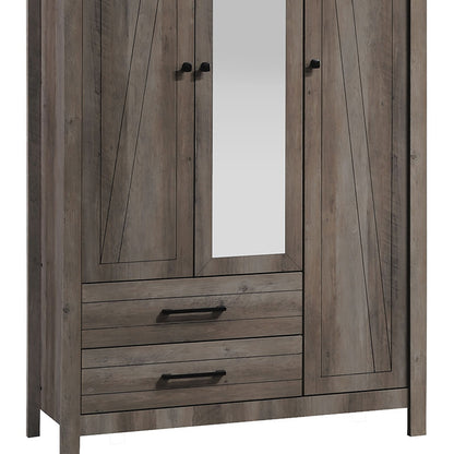 Wardrobe Tara pakoworld 3 doors rustic oak with mirror 121x52x193cm