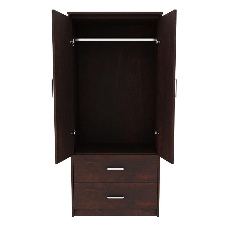 Wardrobe Olympus pakoworld with 2 doors and drawers in walnut colour 81x57x183