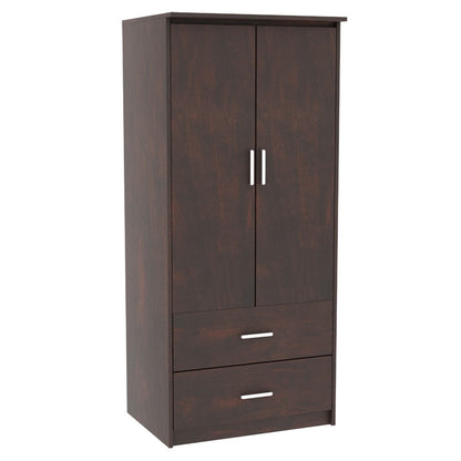 Wardrobe Olympus pakoworld with 2 doors and drawers in walnut colour 81x57x183