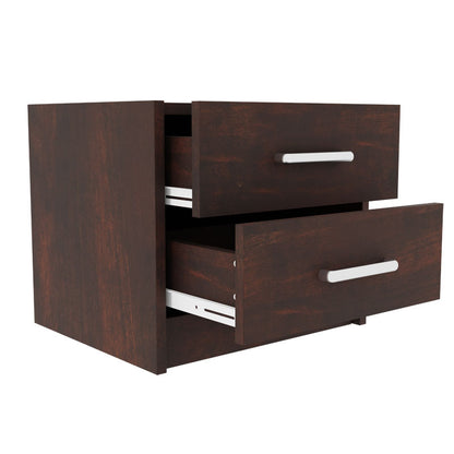 Nightstand Olympus pakoworld with 2 drawers in walnut colour 47.5x40.5x40.5