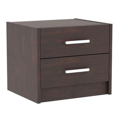 Nightstand Olympus pakoworld with 2 drawers in walnut colour 47.5x40.5x40.5