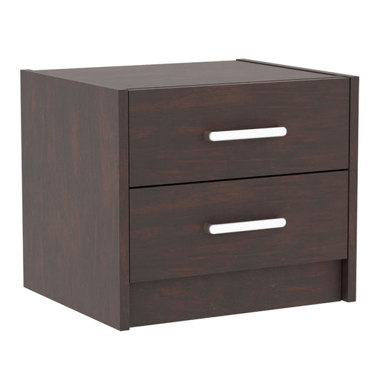 Nightstand Olympus pakoworld with 2 drawers in walnut colour 47.5x40.5x40.5