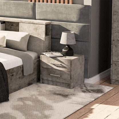 Nightstand Olympus pakoworld with 2 drawers in antique anthracite colour 47.5x40.5x40.5