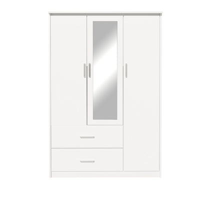 Wardrobe Olympus pakoworld with 3 doors and drawers+mirror in white colour 120x57x183