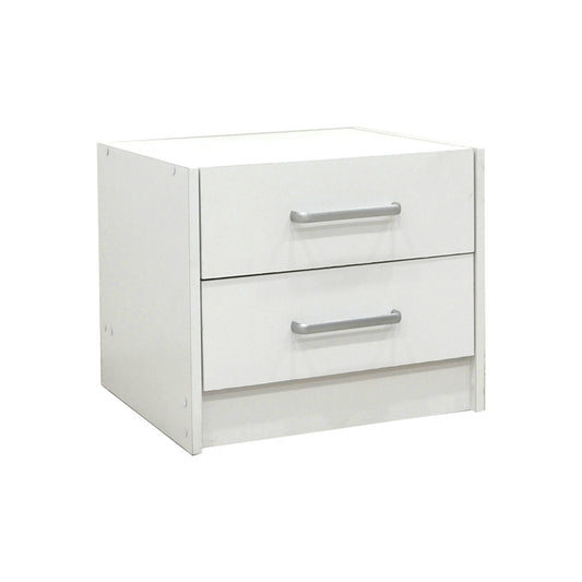Nightstand Olympus pakoworld with 2 drawers in white colour 47.5x40.5x40.5