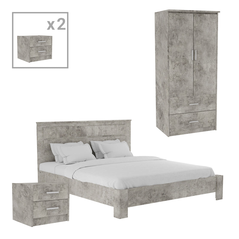 Student bedroom furniture package OLYMPUS A pakoworld set of 4 pieces in antique anthracite shade