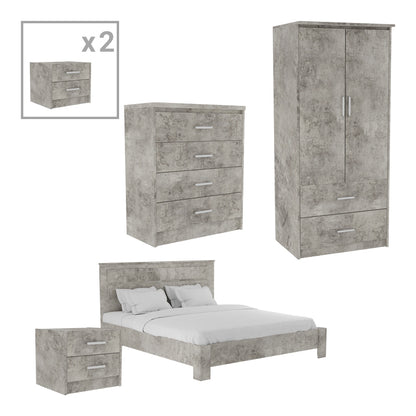 Student bedroom furniture package OLYMPUS A pakoworld set of 5 pieces in antique anthracite shade