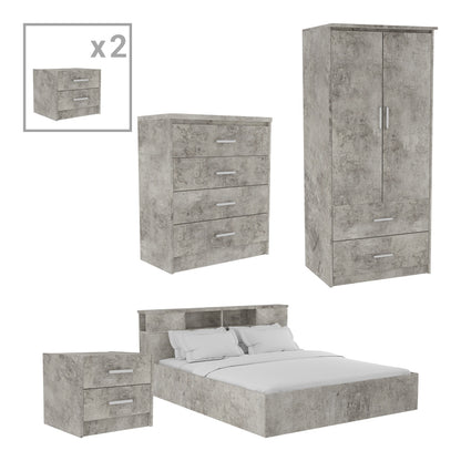 Student bedroom furniture package OLYMPUS B pakoworld set of 5 pieces in antique anthracite shade