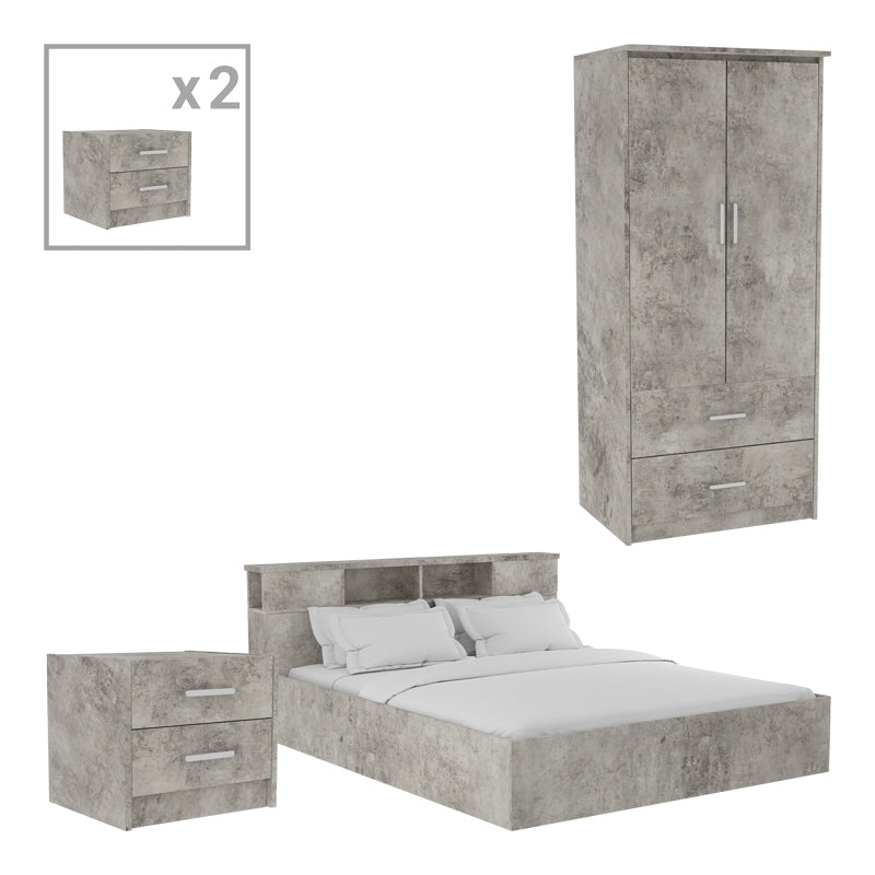 Student bedroom furniture package OLYMPUS B pakoworld set of 4 pieces in antique anthracite shade