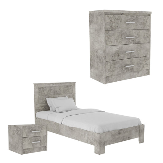 Student bedroom furniture package OLYMPUS I pakoworld set of 3 pieces in antique anthracite shade