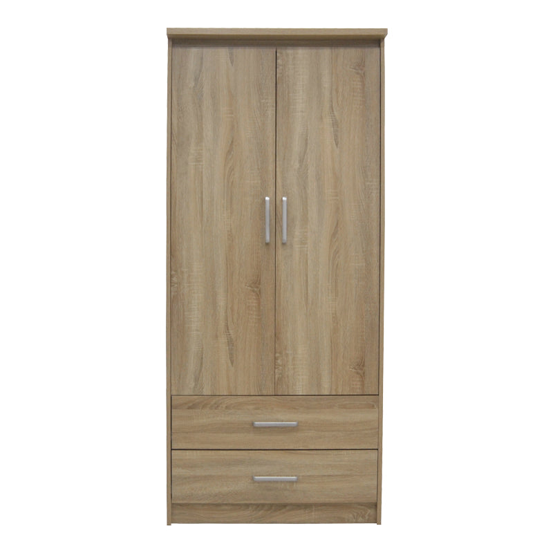 Wardrobe Olympus pakoworld with 2 doors and drawers in light oak colour 81x57x183