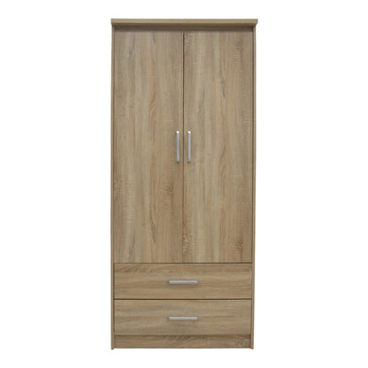 Wardrobe Olympus pakoworld with 2 doors and drawers in light oak colour 81x57x183