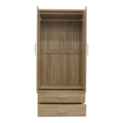 Wardrobe Olympus pakoworld with 2 doors and drawers in light oak colour 81x57x183