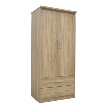 Wardrobe Olympus pakoworld with 2 doors and drawers in light oak colour 81x57x183