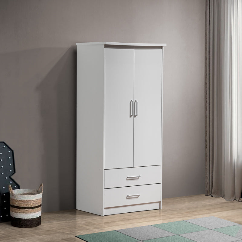 Wardrobe Olympus pakoworld with 2 doors and drawers in white colour 81x57x183