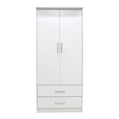 Wardrobe Olympus pakoworld with 2 doors and drawers in white colour 81x57x183