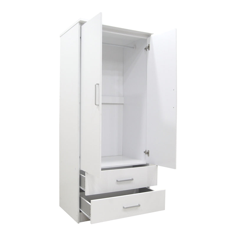 Wardrobe Olympus pakoworld with 2 doors and drawers in white colour 81x57x183