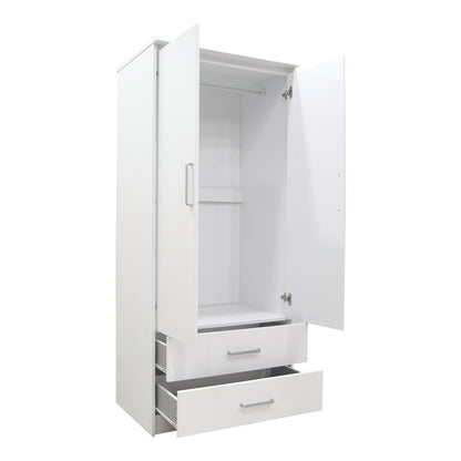 Wardrobe Olympus pakoworld with 2 doors and drawers in white colour 81x57x183