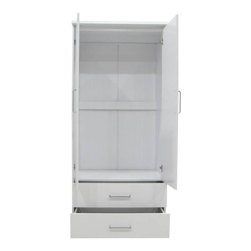 Wardrobe Olympus pakoworld with 2 doors and drawers in white colour 81x57x183
