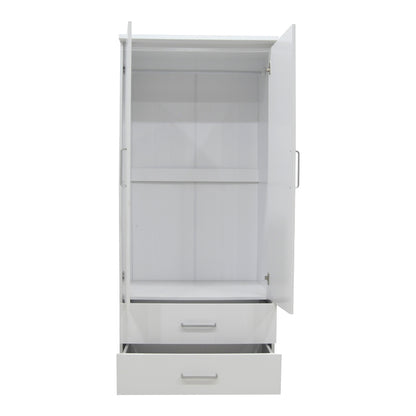Wardrobe Olympus pakoworld with 2 doors and drawers in white colour 81x57x183