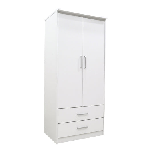 Wardrobe Olympus pakoworld with 2 doors and drawers in white colour 81x57x183
