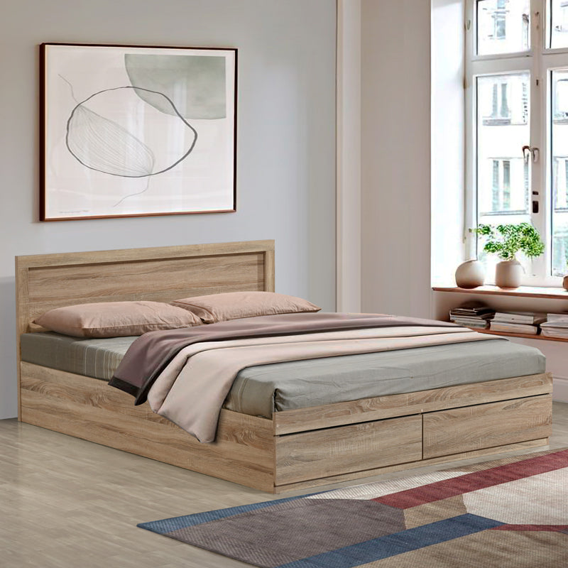 Bed Olympus pakoworld with drawer in light oak color 140x200cm